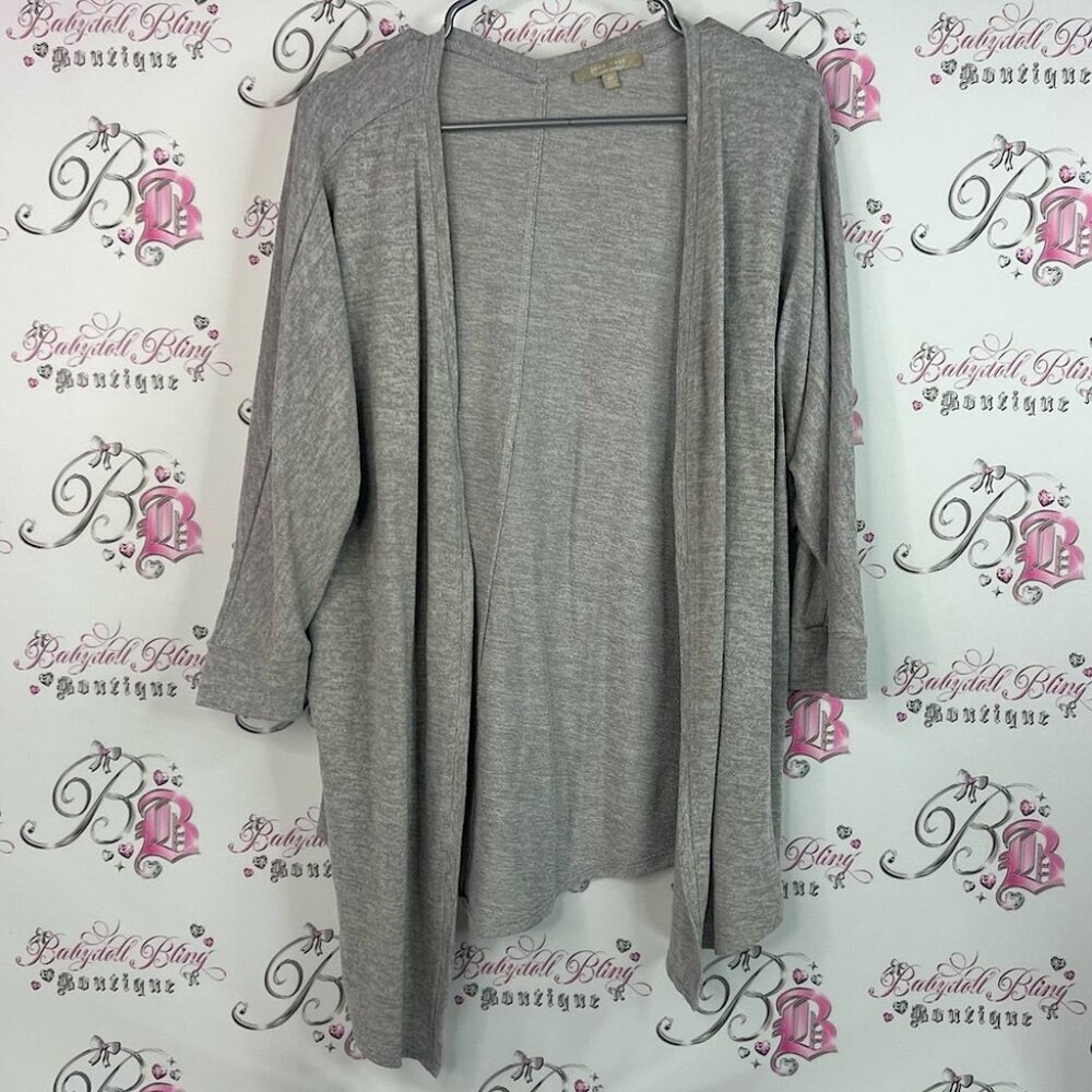 Joan Vass cardigan open waterfall flowy Light Gray Open Cardigan